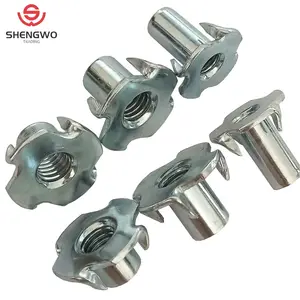 Cold Forged Self-Retaining 4 Prong T-Nut Furniture T Nuts DIN1624