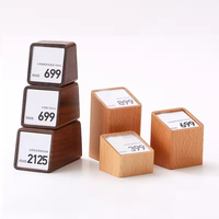 Support d'étiquettes en bois personnalisé pour prix, présentoir de bureau mini cube pour étiquettes de vin, bijoux, cartes, signes, pour supermarchés et magasins