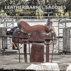 Premium Durable Genuine Leather Barrel Racing Western Saddle Stainless Steel <b>Hardware</b> (Seat Sizes 14-18) Multiple Colors - Product Image 2