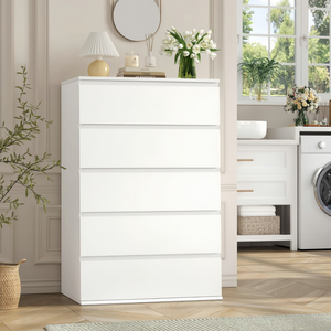 Organizadores de Gabinetes Blancos de Diseño Simple, Cajonera Metálica de Almacenamiento, 5 Cajones, Cajonera <span class=keywords><strong>Chester</strong></span> para Dormitorio, Sala de Estar, Oficina en Casa, Escuela - Product Image 4