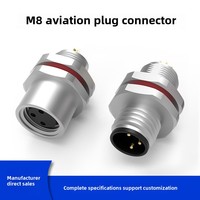Connecteur d'aviation M12 en métal, coudé, mâle-femelle, étanche, blindé, avec contacts en nickel, droit