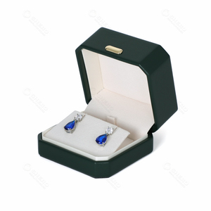 Boîte à bijoux en cuir PU vert foncé, boîte à bague de fiançailles, boîte à collier de mariage pour couple, personnalisation en gros - Product Image 1