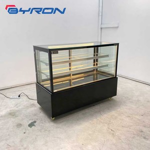 Vitrine à gâteaux incurvée entièrement transparente en verre avec éclairage LED, réfrigérateur commercial pour pâtisseries et fruits - Product Image 4