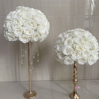 Arrangement floral de roses artificielles en soie blanches, grandes boules de fleurs pour centres de table de mariage, RHD 50cm 60cm 70cm 80cm