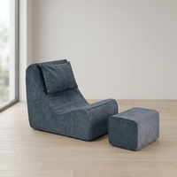Fauteuil sectionnel en mousse compressée haute résilience pour adulte, en tissu velours côtelé, avec ottoman