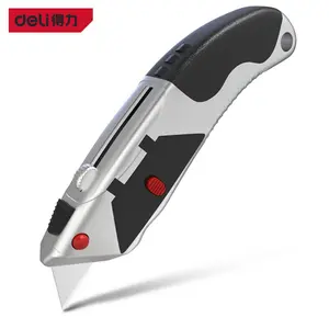 德利4262美工刀艺术刀切纸刀金属刀片自锁设计角度带断裂刀