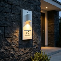 Plaque de porte lumineuse à LED, panneau mural pour maison, signalétique d'adresse en acier inoxydable pour hôtel et appartement