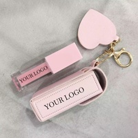 Mignon cuir liquide rouge à lèvres sac porte-clés porte-baume à lèvres étui avec miroir de maquillage mode lèvre huile sac porte-clés pour les femmes été