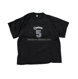 เสื้อยืดกีฬาแขนสั้นสีดำทรงโอเวอร์ไซส์สำหรับผู้ชาย พิมพ์ลายตามสั่ง พร้อมโลโก้หมายเลข 5 ด้านหน้า เนื้อผ้าเจอร์ซีย์แห้งเร็ว ทรงพอดีตัว - Product Image 2