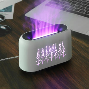 Diffuseur d'arômes ultrasonique miniature JCSY 5V avec motif d'épi de blé, humidificateur USB blanc gris grain de bois clair 0,5L - Product Image 1