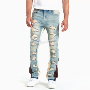 Pantalones Vaqueros Casuales de Alta Calidad para Hombre, Diseño Personalizado OEM, Estilo Vintage Desgastado, Corte Acampanado - Product Image 4