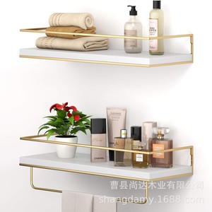 Wooden wall-mounted <b>shelf</b> for bathroom/shower room, living room/<b>bedroom</b>, decorative wall hanging rack - Product Image 1