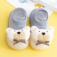 Chaussons bébé ours polaire gris mignons avec visage d'animal en peluche 3D, semelle souple antidérapante, premiers pas, vente en gros, dropshipping