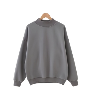เสื้อสเวตเชิ้ตคอกลมโอเวอร์ไซส์แบบยูนิเซ็กซ์ สีพื้น ผ้าถัก สวมใส่สบาย ทรงปกติ แขนยาว - Product Image 1