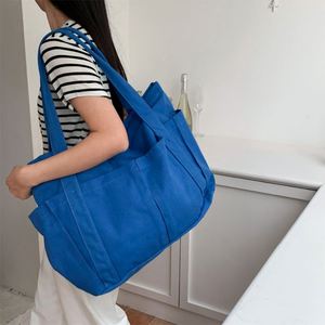 Korean Style Casual Solid Color Women <b>Tote</b> Cloth Bag Simple Large Capacity Versatile Ladies' Single Shoulder <b>Canvas</b> Bag - Product Image 4