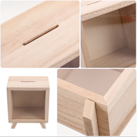 Boîte à monnaie en verre et bois non finie, tirelire artisanale, cadeau, tirelire de voyage, tirelire d'aventure, tirelire de rêve pour économiser des pièces de monnaie