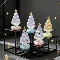 Ornement de Noël en verre de Murano fait main, style européen, finition brillante, rotatif, musical, écologique, avec lumière LED
