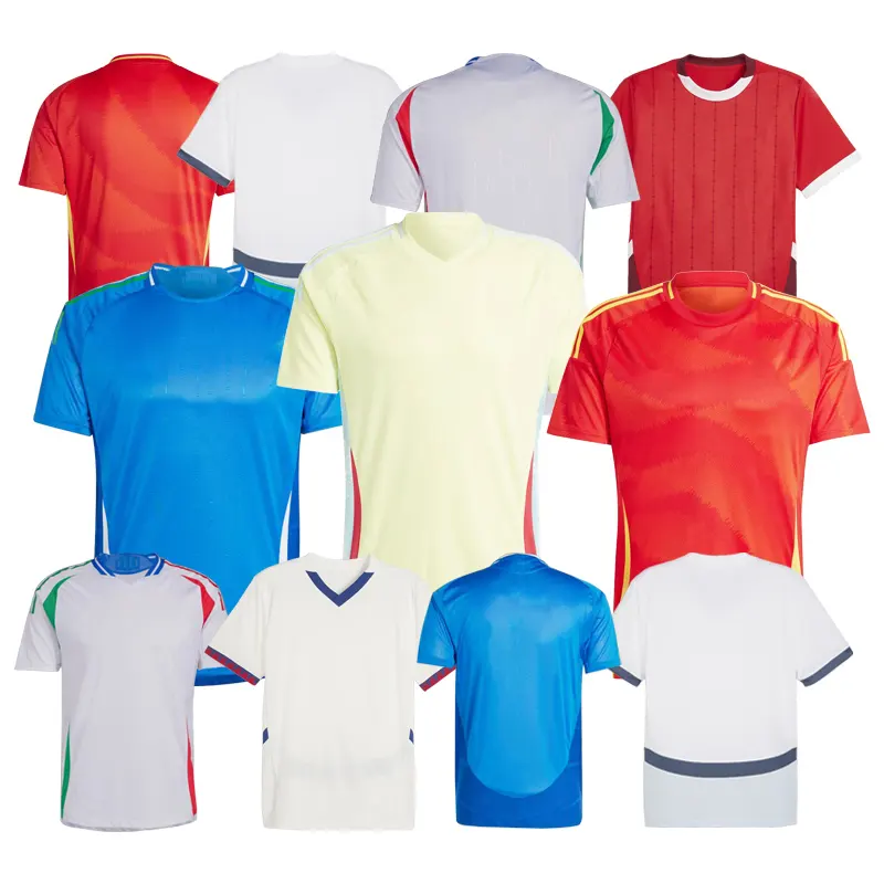 قمصان كرة القدم قمصان كرة القدم لفريق كرة القدم الوطني الأوروبي لموسم جديد 2024 بالجملة قمصان كرة القدم تايلاندية عالية الجودة مخططة باللون الأحمر والأسود