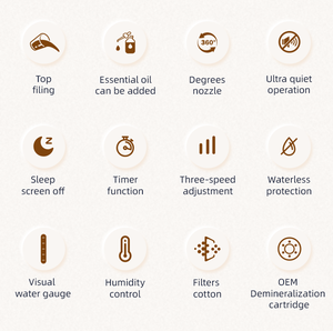 เครื่องเพิ่มความชื้นในอากาศแบบอัลตราโซนิกอัจฉริยะ รุ่น 2026 ความจุ 4.5 ลิตร เติมน้ำด้านบน สำหรับใช้ในบ้าน ห้องขนาดใหญ่ พร้อมไฟ LED - Product Image 3