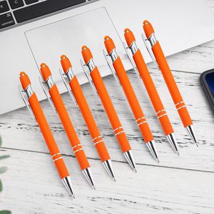 Stylo à bille promotionnel à couverture souple en métal caoutchouté, stylet tactile en aluminium avec logo et nom gravé sur mesure - Product Image 4