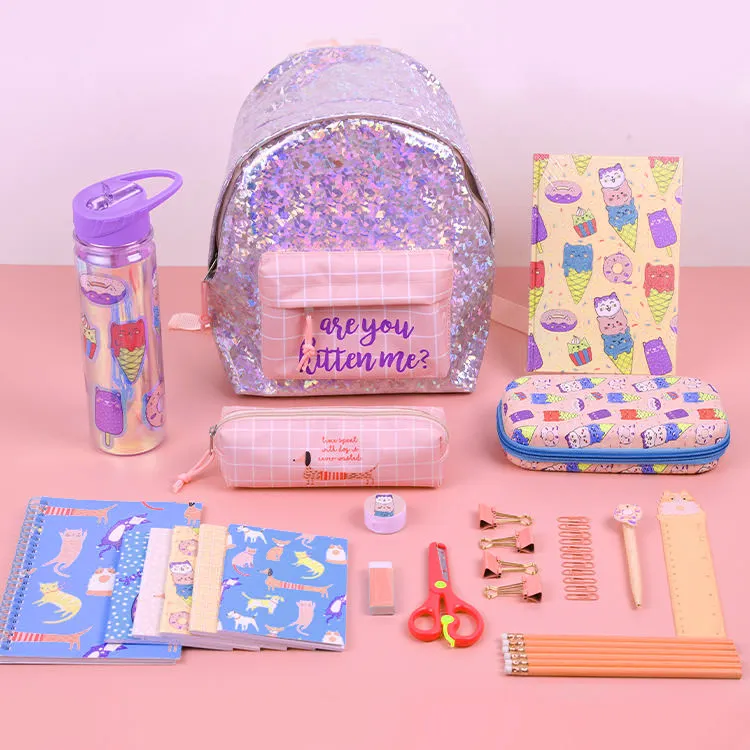 Ensemble cadeau de retour à l'école articles scolaires kit rose grand ensemble de papeterie scolaire pour filles enfants cadeau