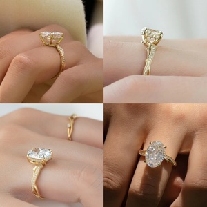 ラボグロウンダイヤモンドリング 18K 14K 10K ソリッドゴールド IGI認証 CVD HPHT VVS 婚約指輪 結婚指輪 女性用 男性用 オーバルカット - Product Image 2