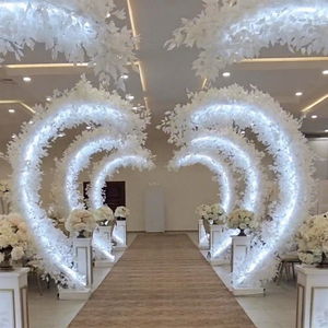 Arco de Fondo para Escenario de Boda Personalizado SMOOTH, con Luces LED, Corazón, Hojas, Marco de Hierro, Arco de Flores Iluminado - Product Image 1
