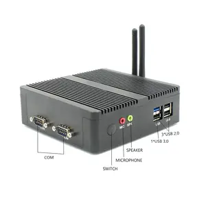 OEM Barebone Mini Pc J1900 Quad Core Nhúng Không Quạt Công Nghiệp Pc Rs232 Com Port Dual LAN Pfsense Máy Chủ Mini VGA HD Htpc