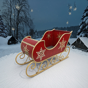 Magnifique traîneau de Noël en métal de 12,5 pouces, panier de traîneau du Père Noël, décoration de table de Noël avec lumières LED - Product Image 4