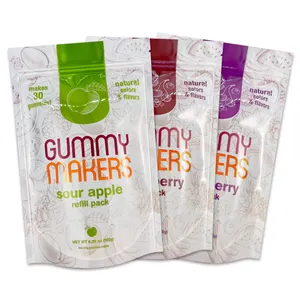 Sacos de plástico Mylar de marca personalizada, sacos de alumínio à prova de cheiro e sacos de embalagem para alimentos, doces e gomas liofilizadas, sacos de alumínio reutilizáveis
