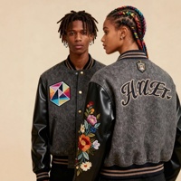 Veste en cuir véritable brodée style américain haut de gamme, style streetwear transfrontalier, veste de baseball en laine matelassée