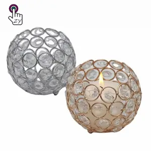 Vàng pha lê trang trí Tealight người giữ ngọn nến Bling trang trí nội thất hàng mã người giữ ngọn nến đám cưới cho bảng trung tâm giáng sinh