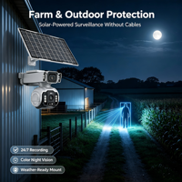 Caméra solaire 4G OEM ODM à double objectif Wi-Fi extérieure de sécurité panoramique/inclinaison Cloud 4MP avec audio bidirectionnel, vision nocturne, détection de mouvement humain et garantie 1 an