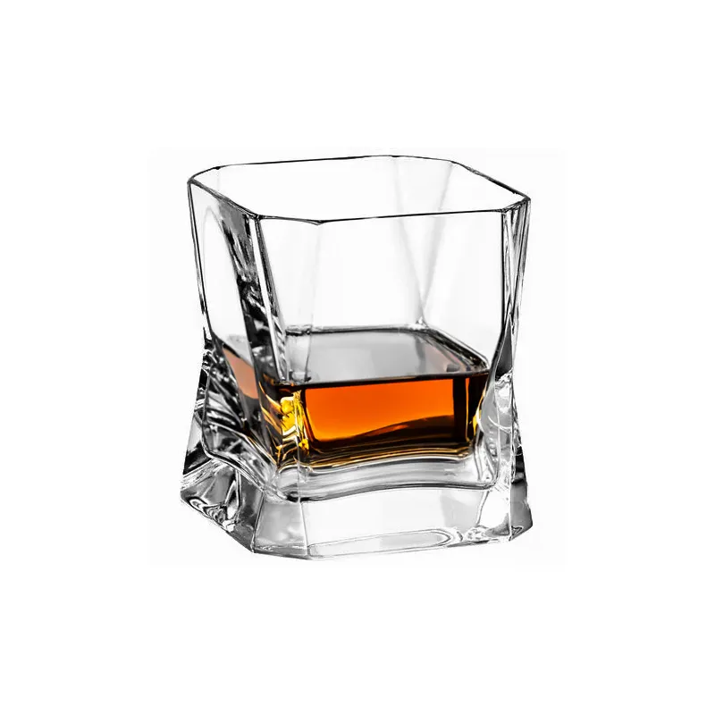 Customized Lead Free Crystal Thickened Square Heavy Base Handmade Whiskey Glasses