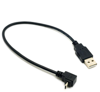 Kabel Data & Pengisian Daya USB 2.0 Tipe-A ke Micro USB 2.0 Tipe 5Pin Sudut 90 Derajat (Atas & Bawah) 480Mbps untuk Ponsel, Tablet, Komputer