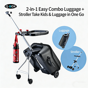 Tas Koper Lunak 2 in 1 dengan Roda Kereta Dorong Bayi yang Dapat Dilepas, Ukuran Sedang 20 Inci, Ringan, Modern, Bahan PC Tahan Air - Product Image 2