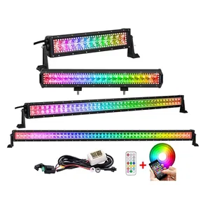 Barra de luz LED multifuncional de doble fila RGB Chase, barra Led RGB de 15 a 50 pulgadas para camión, Jeep, 4x4, camioneta todoterreno