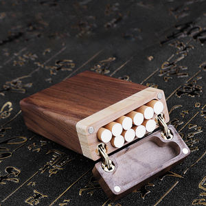 Usine Spot Noir Noyer Étui À <span class=keywords><strong>Cigarettes</strong></span> En Bois Organisateur Boîte Hommes Et Femmes Creative Flip Couvercle Fine Étui À <span class=keywords><strong>Cigarettes</strong></span> En Bois Massif - Product Image 2