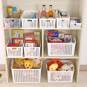 Plastic Storage <b>Basket</b> Rectangle White Transparent Blue Pink Purple Eco-Friendly Office Organizer <b>Bathroom</b> Kitchen Storage Box - Product Image 3