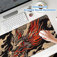 Tapis de Souris XXL Dragon Chinois Noir et Rouge avec Impression par Sublimation pour TCG