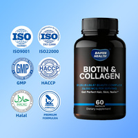 Capsules de croissance capillaire à la biotine et au collagène pour adultes OEM, 2500 mcg, complément vitaminique, soutien immunitaire, 60 capsules/flacon