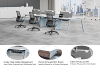 Poste de travail moderne pour bureau ouvert, bureau modulaire à cloisons insonorisées pour 2, 4 ou 6 personnes
