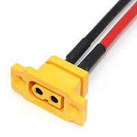 Cable Pigtail XT60E-F, Conector de Montaje en Panel XT60 con Tapa Antipolvo, Contacto de Latón de 12 AWG, Clasificación IP66 para Drones RC, Aeronaves, Carreras FPV