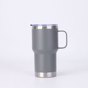 BPA Free Reusable 20oz 30oz Stainless Steel Double Wall Vacuum Insulated <b>Coffee</b> Mug Travel Tumbler with Metal Handle and Lid - Product Image 1