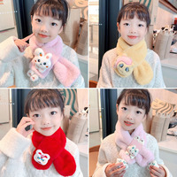 Nouvelle Écharpe Enfant Hiver 2025, Cache-cou Chaud en Fausse Fourrure de Lapin, Écharpe Épaisse en Peluche pour Bébé, Écharpe Pelucheuse à Motif Dessin Animé pour Étudiant