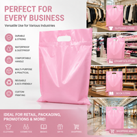 Sac de courses en plastique rose imprimé sur mesure avec poignée découpée pour l'emballage de vêtements, cosmétiques, livres et cadeaux en détail