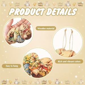 ของตกแต่งไข่อีสเตอร์ กระต่าย และลูกเจี๊ยบสไตล์วินเทจ ทำจากไม้ พร้อมเชือก วางจำหน่ายแล้ววันนี้! - Product Image 2