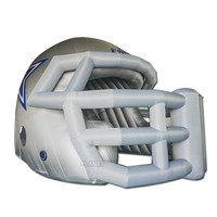 Casque de football gonflable géant personnalisé, tunnels à traverser, tente, casque de football gonflable argenté pour match de football