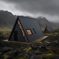 Maison préfabriquée haut de gamme en kit pour projets de tourisme en zone rurale, modèle S500 A-Frame, fabrication en gros en usine