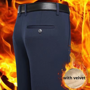Pantaloni da Completo Invernali da Uomo, Caldi, Foderati <span class=keywords><strong>in</strong></span> Sherpa, Vestibilità Classica, Vita Alta, Gamba Dritta, Senza Pieghe, per Business - Product Image 3